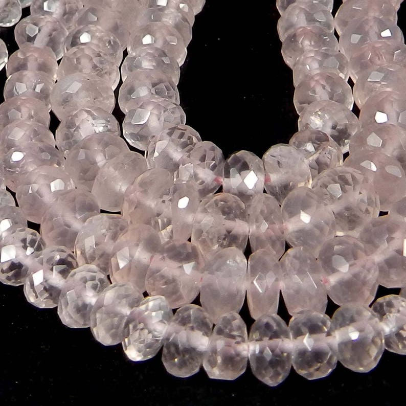 Golden pyrite rose quartz roundel faceted 6.5 mm semi precious stone calibrated faceted loose gemstone strand beads for making jewelry