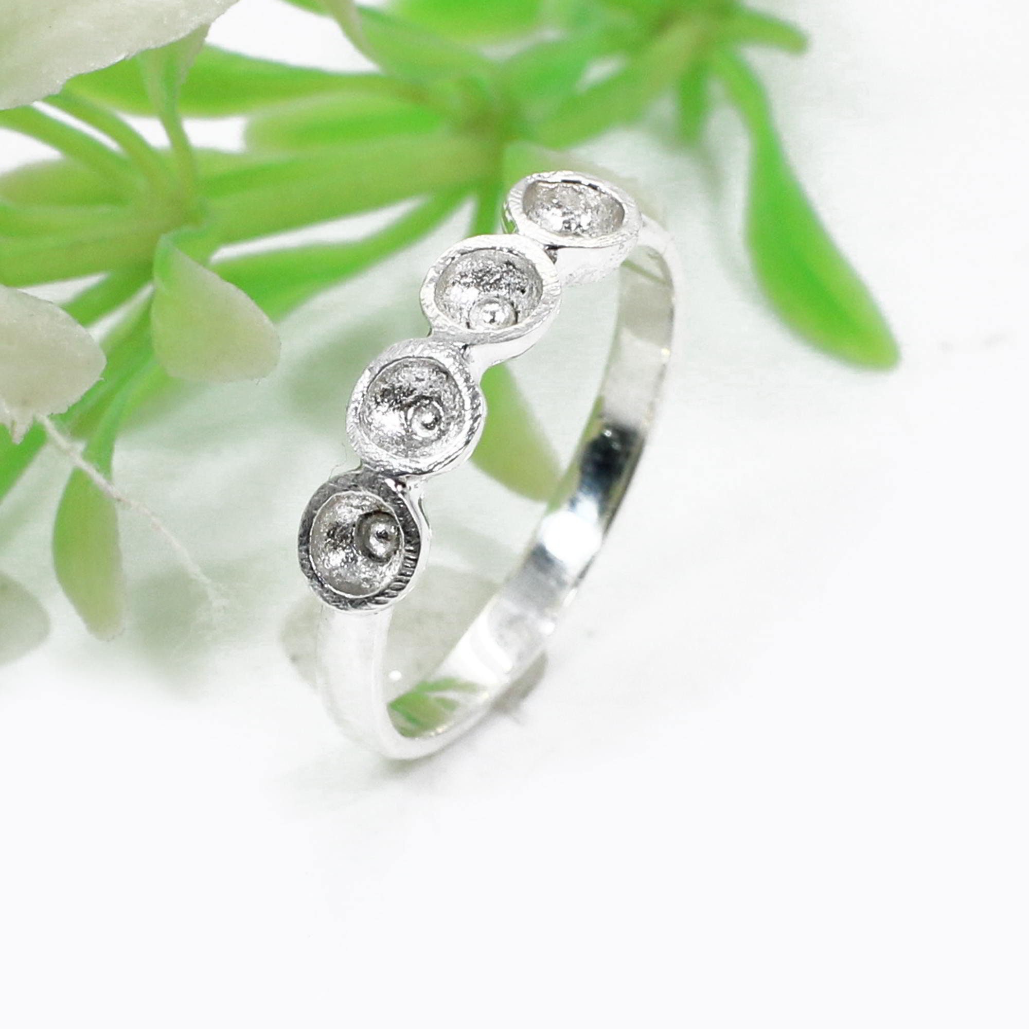 925 sterling silver stackable ring 3 mm round gemstone blank | Etsy