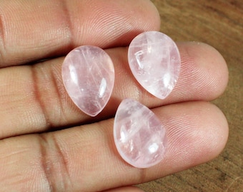 Pear Rose Quartz Cabochon: AAA Calibrated Gemstone (18x13mm)