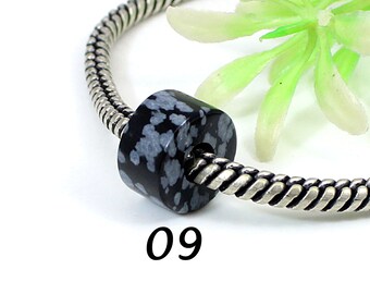Natural snowflake obsidian heishi flat smooth 14 x 8 x 5 mm gemstone universal large hole beads handmade big hole beads for jewelry making