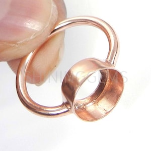 925 sterling silver rose gold plated ring collet 4 mm to 20 mm round rosecut stone bezel cup for ring making metal casting for ring setting