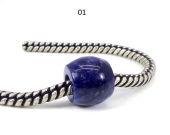 Natural blue Sodalite 13 x 11 mm Barrel Smooth beads 5 mm Big hole Semi precious gemstone beads for jewelry bracelet