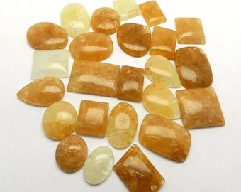 Yellow Aventurine Cabochons: 25 Loose Gemstones for Jewelry Making
