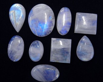 Cabujones de piedra lunar arcoíris: piedras preciosas de nacimiento de junio, 15 unidades