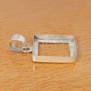 925 sterling silver pendant collet 3 x 3 mm to 40 x 40 mm square rosecut gemstone bezel cup for pendant making metal casting for setting image 5