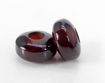 Garnet hydro 14 x 8 x 5 mm rondelle smooth semi precious stone universal large hole big hole beads for bracelet