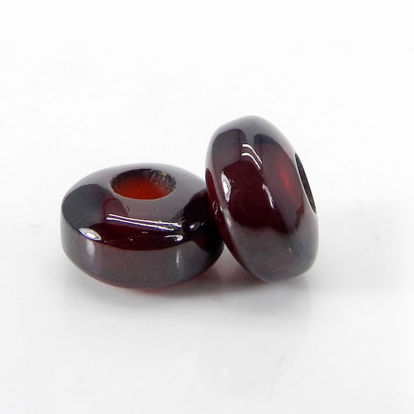 Garnet hydro 14 x 8 x 5 mm rondelle smooth semi precious stone universal large hole big hole beads for bracelet