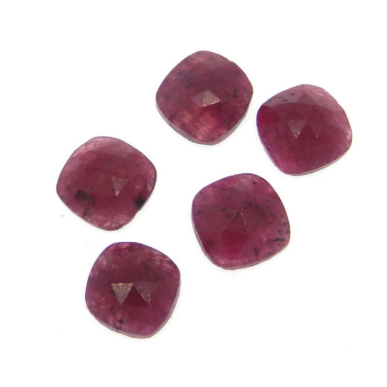 Dyed pink corundum 8 x 8 mm cushion rose cut cab semi precious stone calibrated faceted AA quality wholesale lot loose gemstone