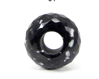 Natural snowflake obsidian rondelle faceted 14 x 8 x 5 mm gemstone universal hole fine beads handmade big hole beads for jewelry bracelet