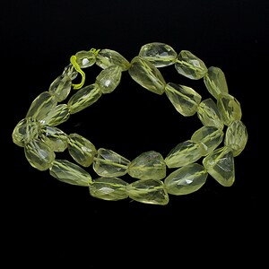 Lemon Quartz Tumbled Crystal Beads: Faceted Gemstone Strand, 16 Inch