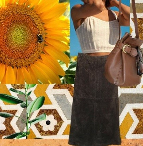 Peace, Love and Patchwork Suede Skirt