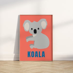 Koala Poster - Digital - Download + Print - Childrens Print, Bedroom Decor, Nursery Decor, Poster - Australian Animals, Wildlife