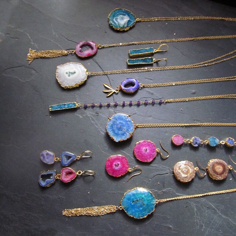 geode jewelry druzy necklace tassel necklace raw crystal jewelry gemstone jewelry, gemstone necklace boho jewelry geode necklace