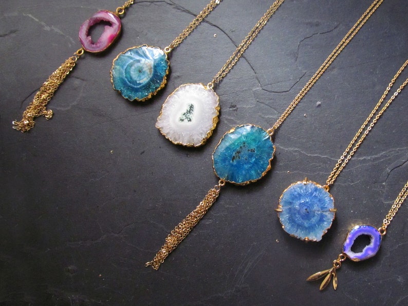 geode jewelry druzy necklace tassel necklace raw crystal jewelry gemstone jewelry, gemstone necklace boho jewelry geode necklace