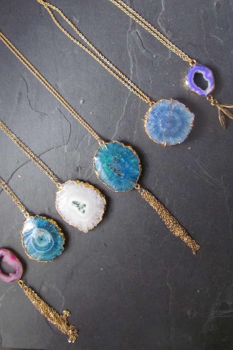 geode jewelry druzy necklace tassel necklace raw crystal jewelry gemstone jewelry, gemstone necklace boho jewelry geode necklace