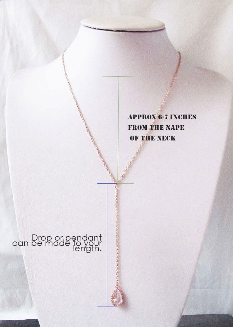 rose gold backdrop necklace, back necklace, long back drop necklace, back necklace wedding, bridal back necklace image 9