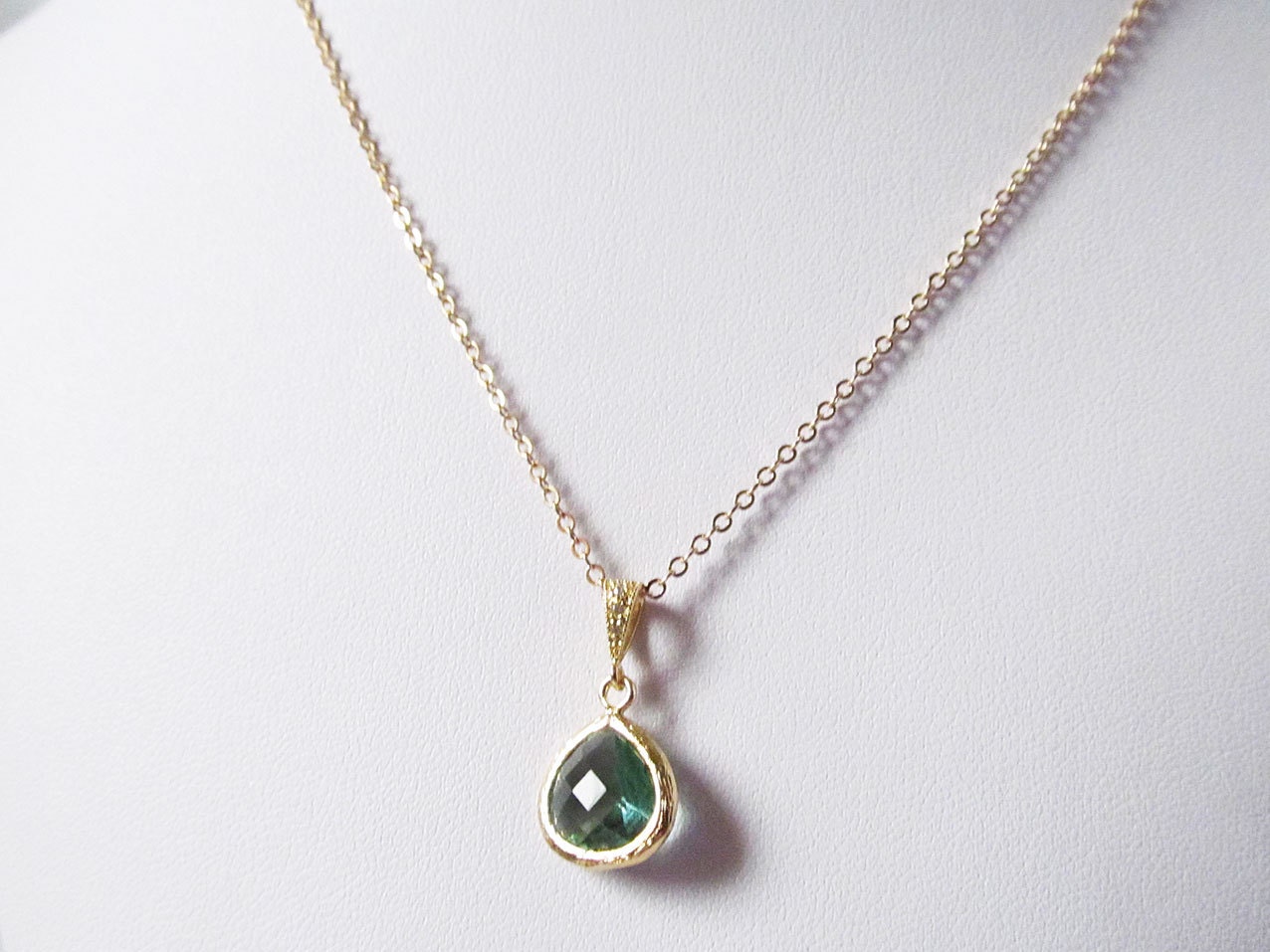 Sage bridesmaid necklace gold sage green necklace sage | Etsy