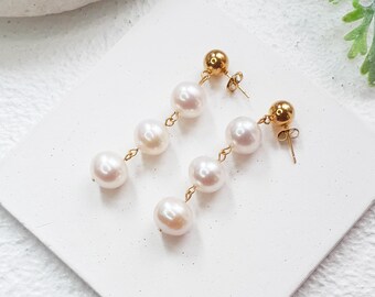 baroque pearl earrings , freshwater pearl drop earrings for modern and boho brides