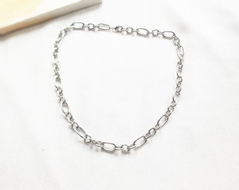 Collana unisex a maglie in argento, catena a maglie audaci in acciaio inossidabile per uomini e donne