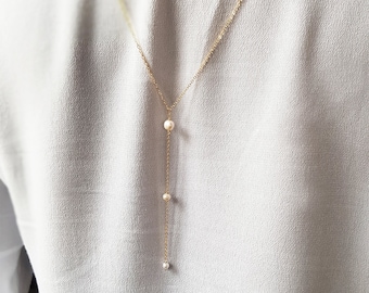 Delicata collana di perle, vera collana di perle per il vestito con la schiena bassa,
