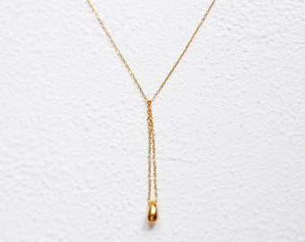 collana con gocce di pioggia con orecchini pendenti abbinati in oro, collana lariat