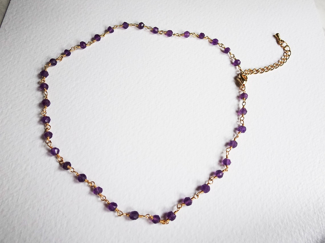 Amethyst choker gold beaded choker necklace Etsy