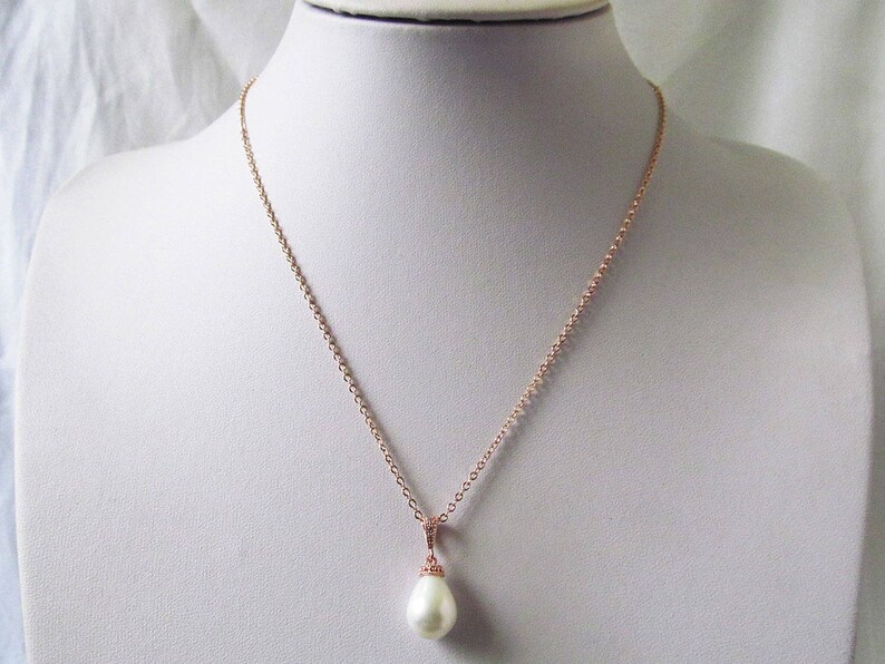 Rose gold pearl necklace rose gold bridal necklace rose gold Etsy