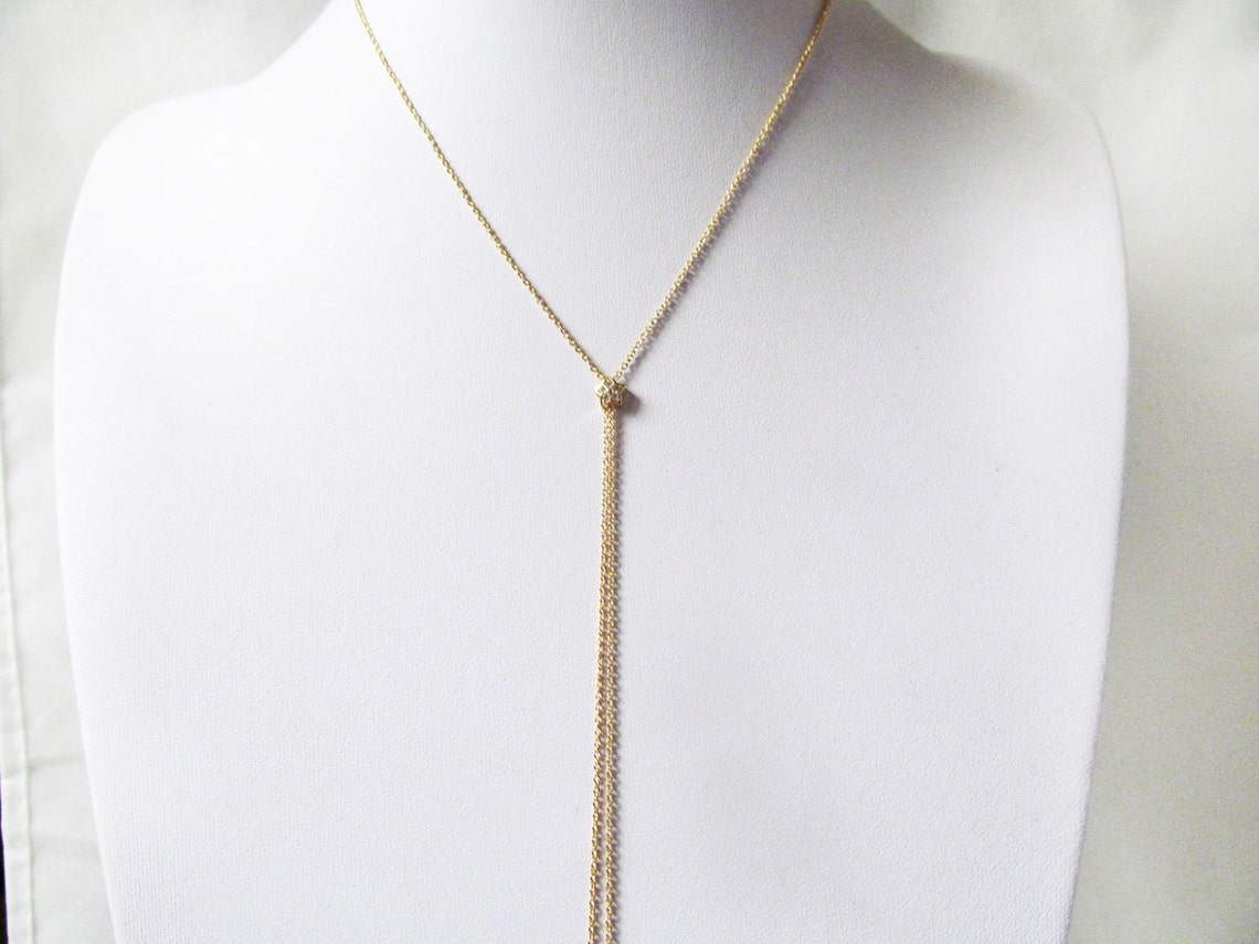 Delicate y necklace gold lariat necklace y shaped necklace Etsy
