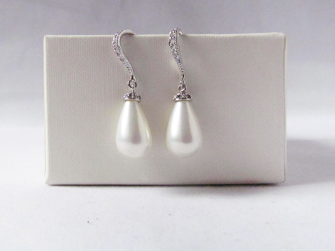 pearl drop earrings silver drop pearl earrings pearl | Etsy
