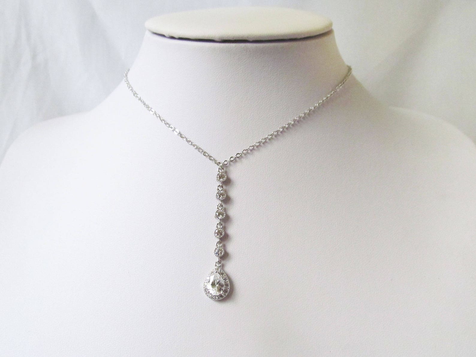 Crystal y necklace y necklace bridal necklace wedding Etsy