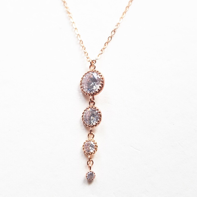 rose gold backdrop necklace, bridal backdrop necklace, back necklace for wedding dress image 6