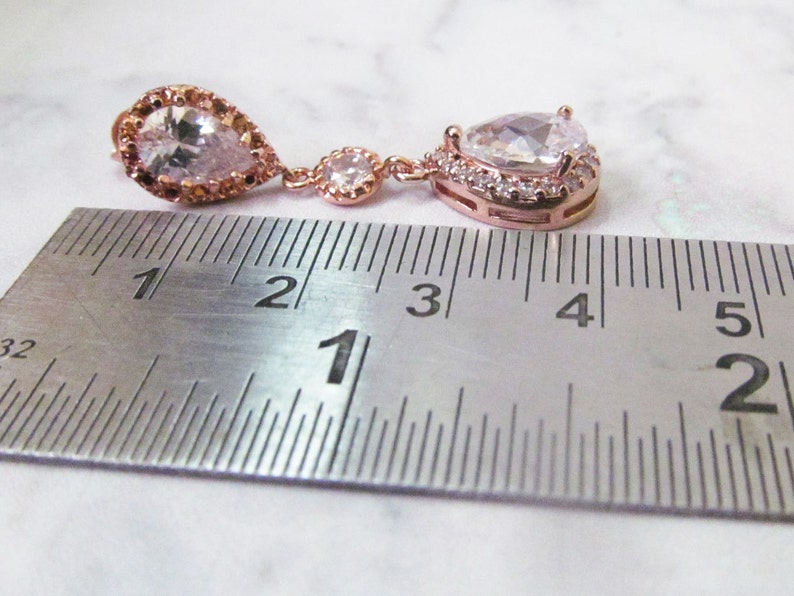 rose gold drop earrings rose gold jewelry set Rose gold earrings and necklace set