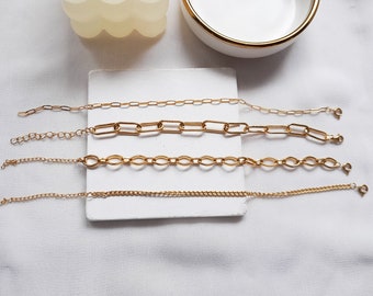 Gold chain bracelet sets, perfect for layering