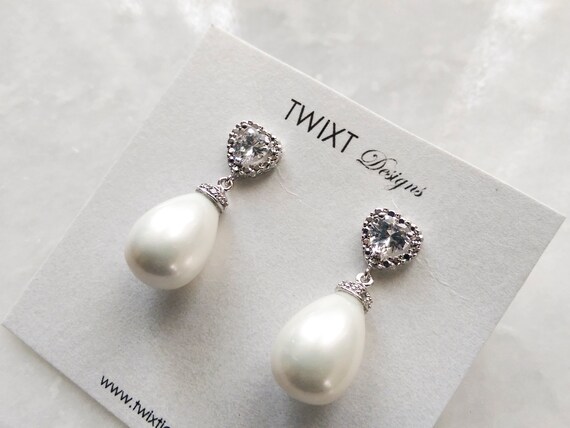 Pearl Drop Earrings Gold Pearl Teardrop Earrings Pearl | Etsy