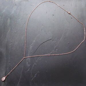 rose gold backdrop necklace, back necklace, long back drop necklace, back necklace wedding, bridal back necklace image 2