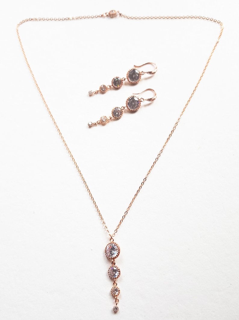 Rose Gold Backdrop Necklace Bridal Backdrop Necklace Back Etsy