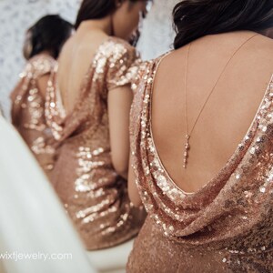rose gold backdrop necklace, bridal backdrop necklace, back necklace for wedding dress image 9
