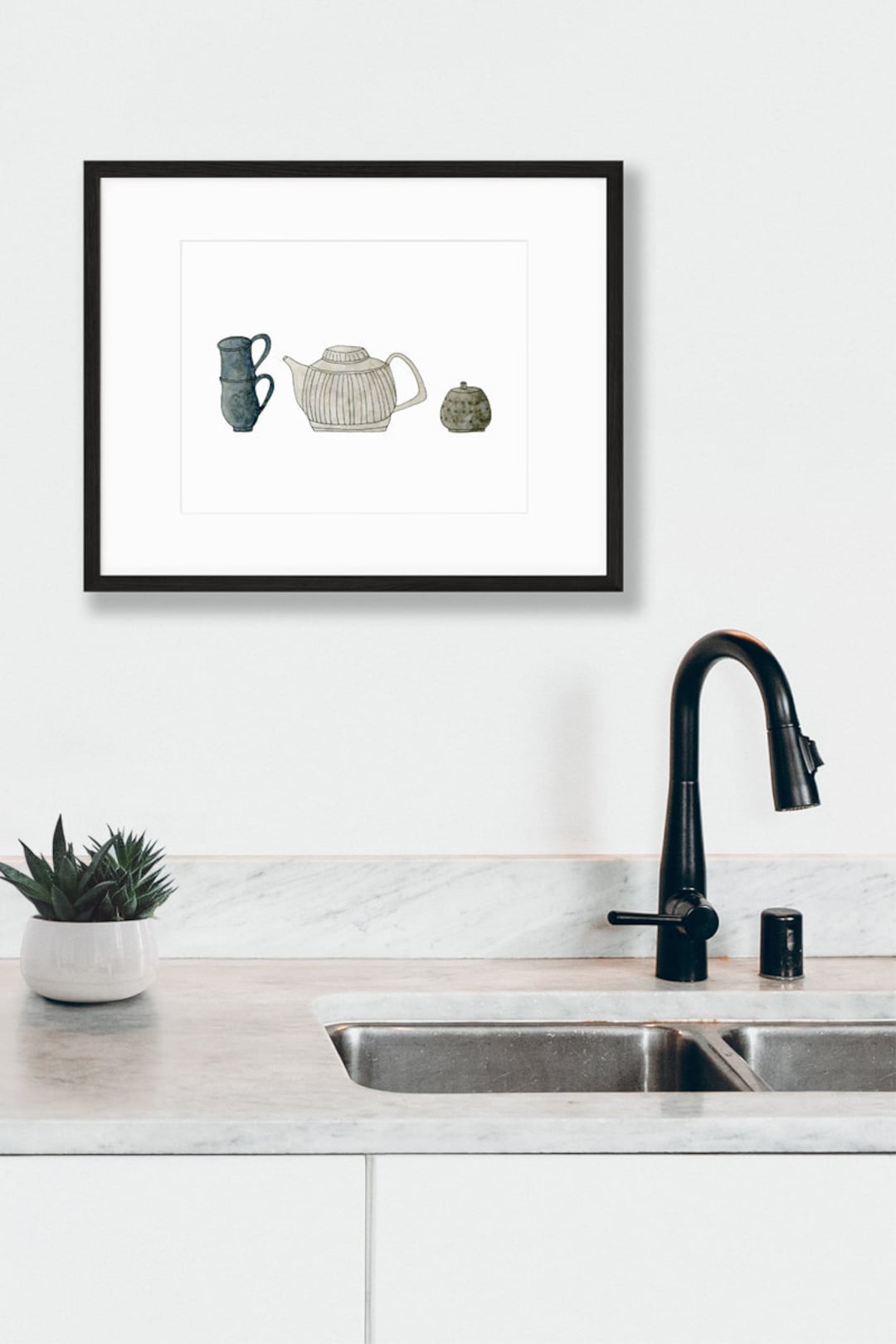 for the tea kitchen print | unique wall art from... Tea Kettle Kitchen Wall Art Print, Original Watercolor Print for Modern ...