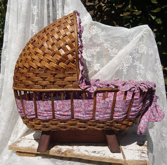 vintage wicker crib