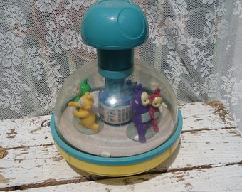 Toupie Teletubbies, jouet des années 90 / Plastique / Tinky Winky / Dipsie / Laa-laa / Po / Vintage / Chambre d'enfant / Tourne avec son