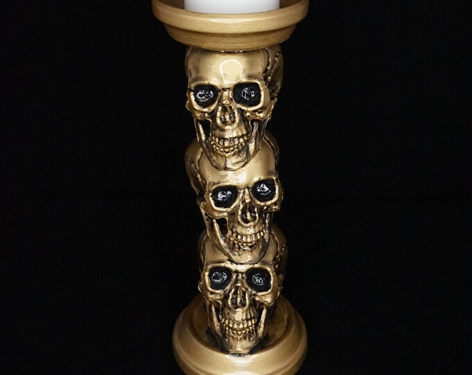 Gold Skull Candle Holder With White LED Flameless Candle Etsy