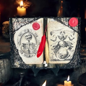 Skeleton Themed Open Spell Book