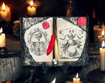 Skeleton Themed Open Spell Book