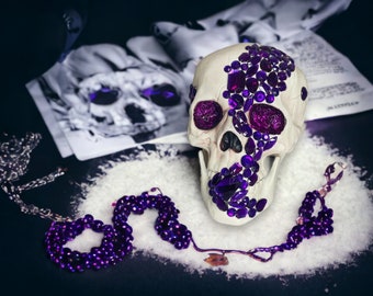 Purple Crystal Embellished Skull Party Decoration