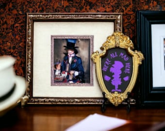 Purple Mad Hatter/Alice in Wonderland Themed Gold Frame
