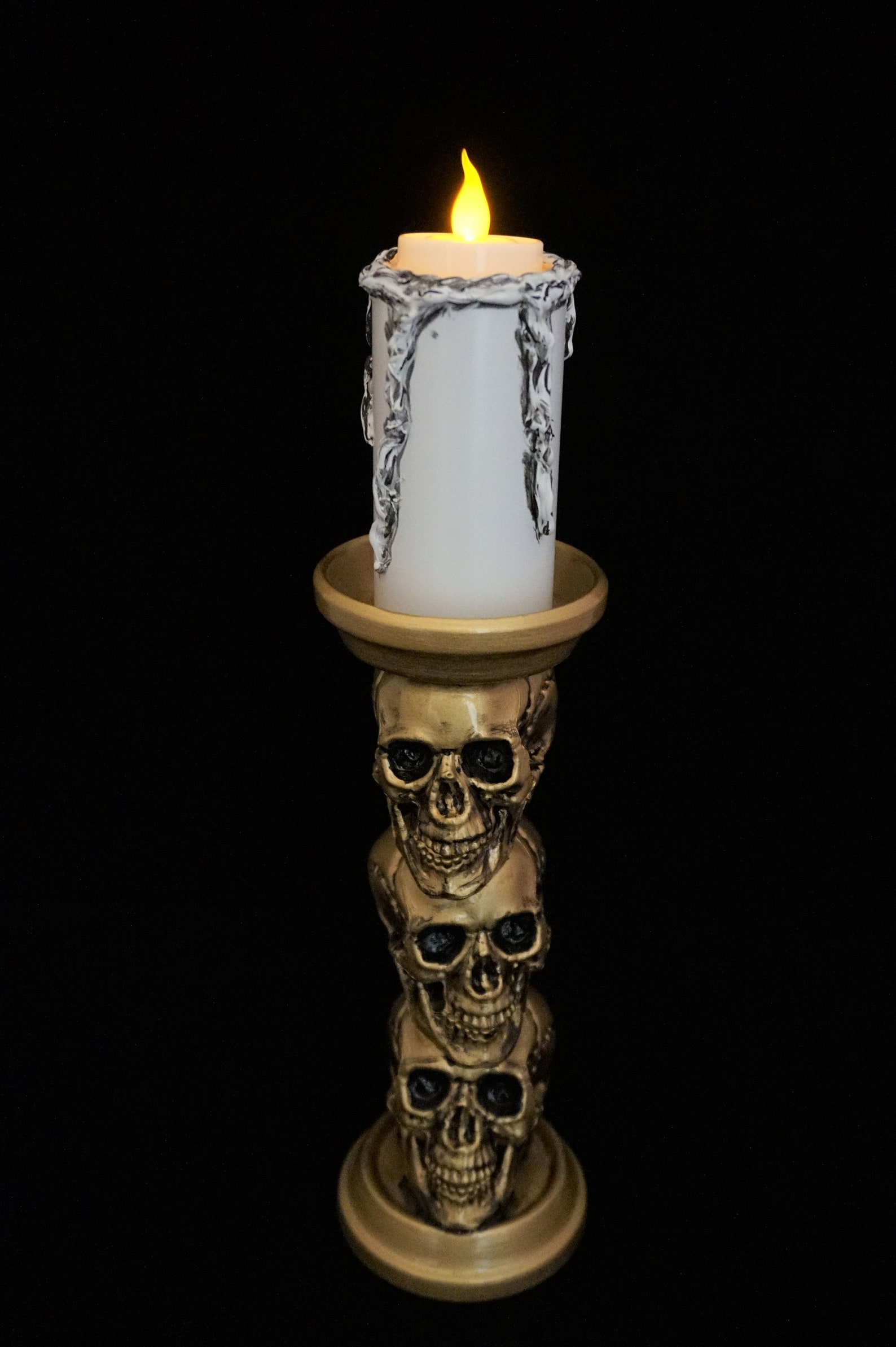 Gold Skull Candle Holder with White LED Flameless Etsy