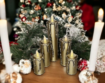 Gold LED Flameless Candle Set