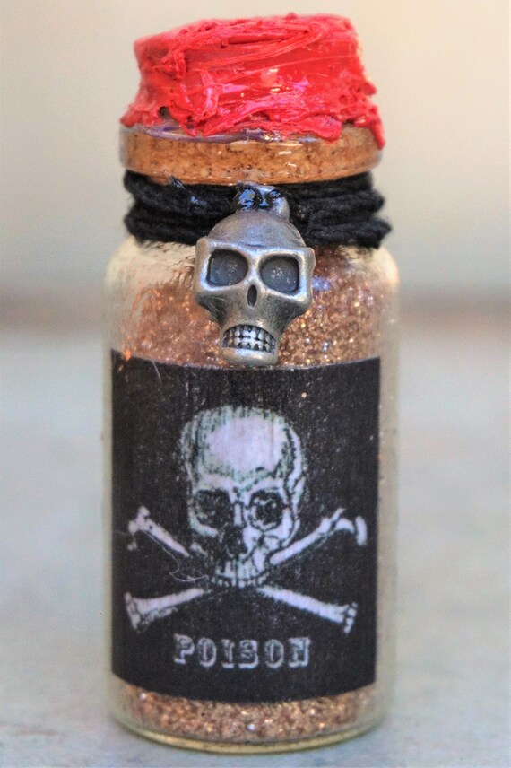 Mini Skull and Cross Bones Poison Bottle Black Etsy