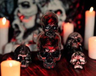 Red Foil Stacked Resin Skulls