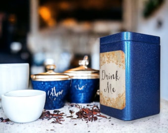 Blue Drink Me Alice in Wonderland Decorative Tea Tin/Storage Tin